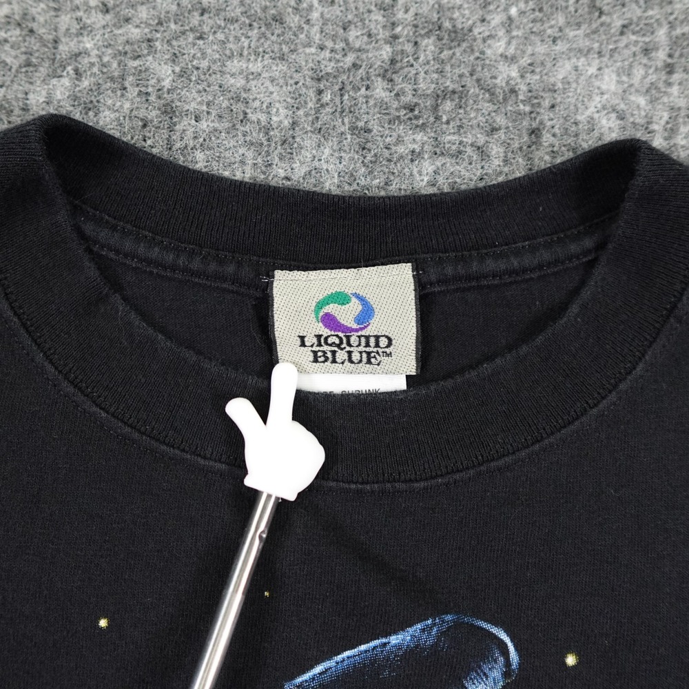 Vintage Liquid Blue T-Shirt Adult Medium Black Dead‎ Skeleton Pirate Y2K 2000's - Picture 4 of 10